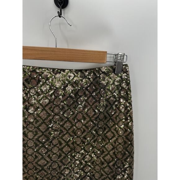 Banana Republic Mini Skirt Women Size 0 Green Sequin Concert Office Career - Picture 4 of 9